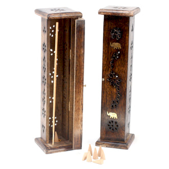 Mango Wood Square Incense Tower