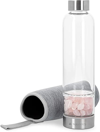 Drinking Bottle with Rose Quartz