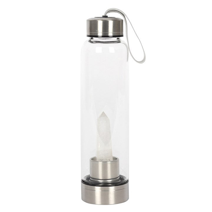 Drinking Bottle with Clear Quartz Crystal Calming