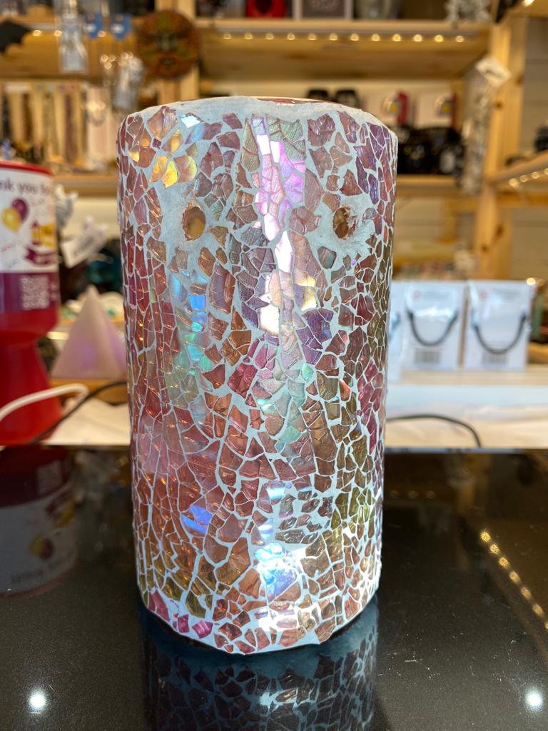 Pink Iridescent Pillar Crackle Oil Burner