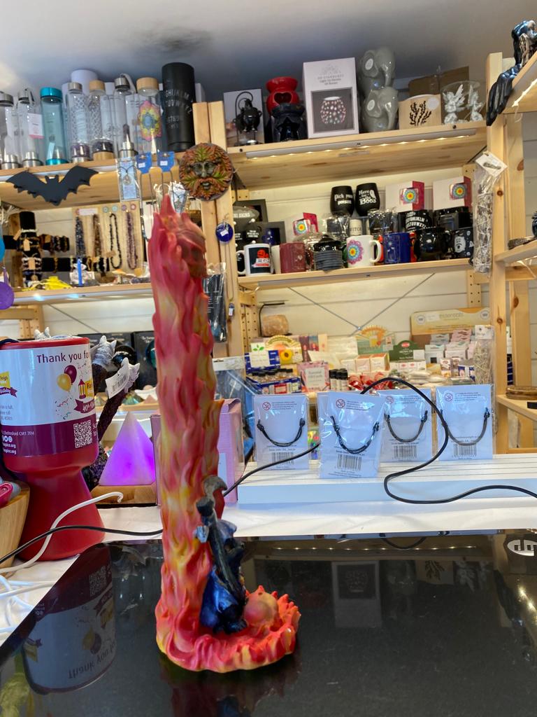 Hell Puss Reaper Black Cat and Flames Incense Burner