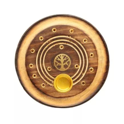 Mango Wood Round Tree of Life Ashcatcher