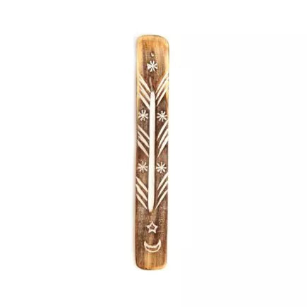 Mango Wood Moon and Stars Ashcatcher Incense Burner
