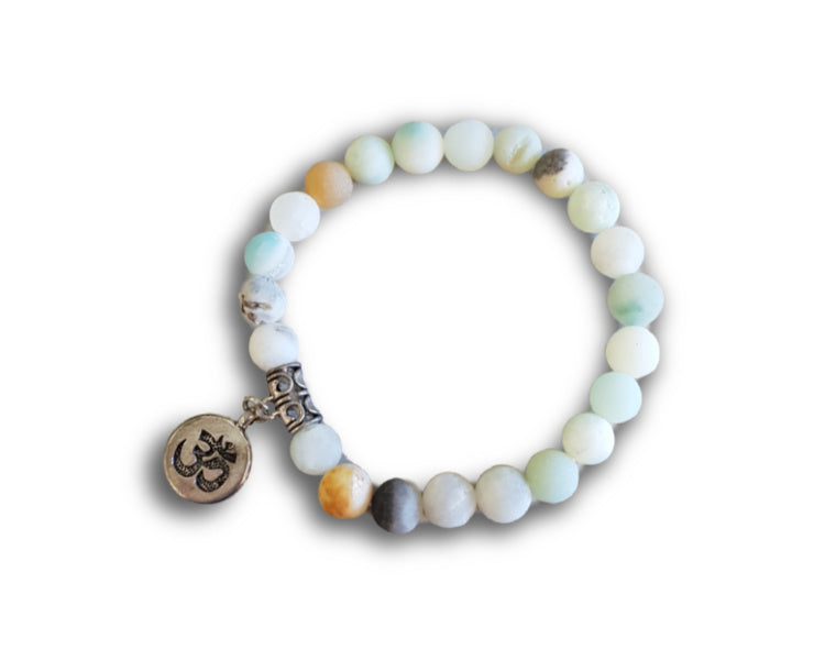 Natural Stone Bracelet with Om Charm