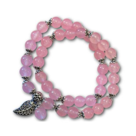 Double Pink Bead Quartz Crystal Bracelet