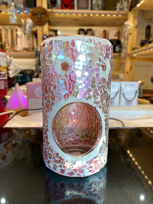 Pink Iridescent Pillar Crackle Oil Burner
