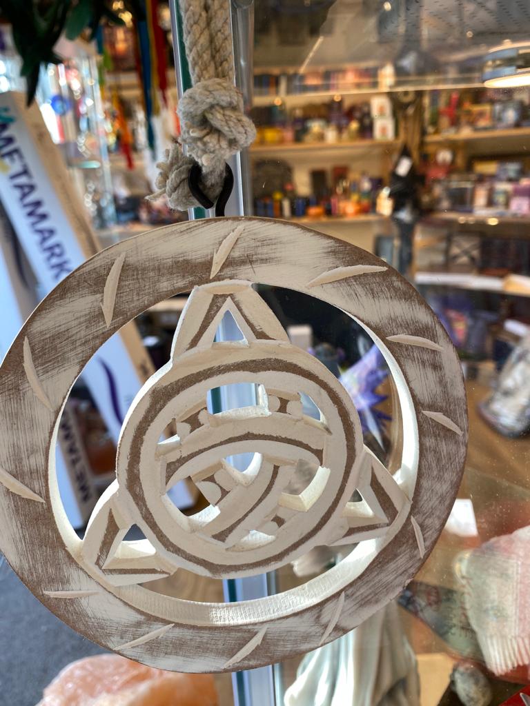 White Wooden Hanging Triquetra